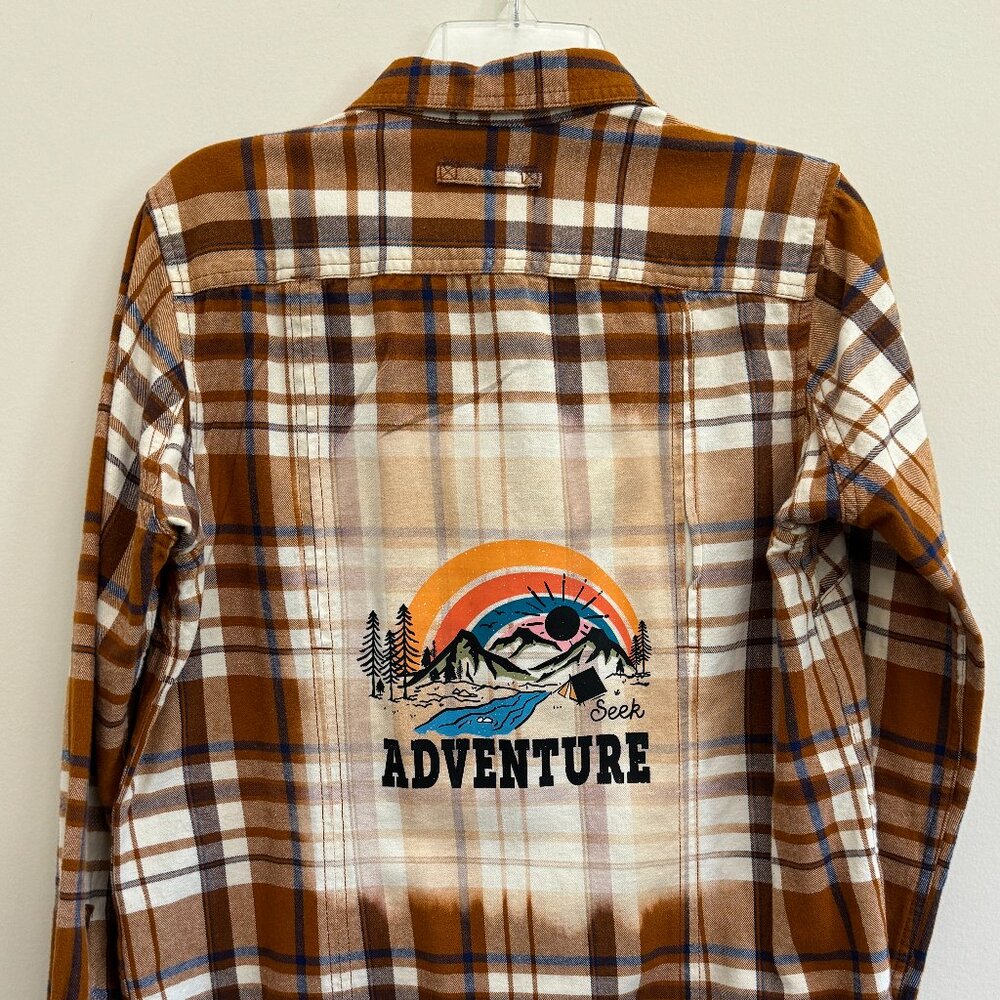 Duluth Trading Flannel Upcycled - Seek Adventure Transfer - Size Medium